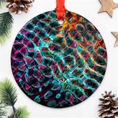 Fractal Abstract Waves Background Wallpaper Ornament (round) by Pakemis