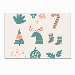 Reindeer Stars Socks Stick Candy Cane Postcards 5  X 7  (pkg Of 10) by artworkshop