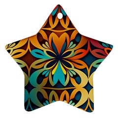 Orange, Turquoise And Blue Pattern  Star Ornament (two Sides) by Sobalvarro