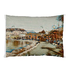 Birds And People On Lake Garda Pillow Case by ConteMonfrey