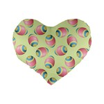 Colorful Easter Eggs Pattern Green Standard 16  Premium Heart Shape Cushions Back