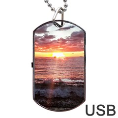 Tropical Sunset Dog Tag Usb Flash (one Side) by StarvingArtisan