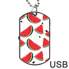 Watermelon Seamless Pattern Dog Tag Usb Flash (two Sides) by Jancukart