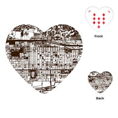 Antique Oriental Town Map  Playing Cards Single Design (heart) by ConteMonfrey