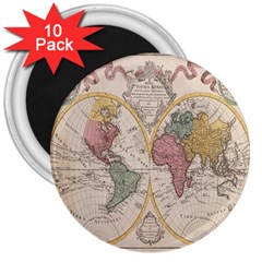 Mapa Mundi 1775 3  Magnets (10 Pack)  by ConteMonfrey