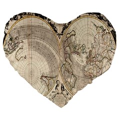 Mapa Mundi - 1774 Large 19  Premium Flano Heart Shape Cushions by ConteMonfrey