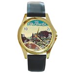 On The Way To Lake Garda, Italy. Round Gold Metal Watch Front