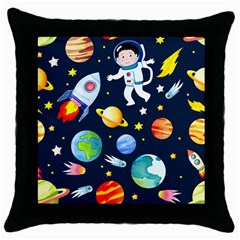 Space Galaxy Seamless Background Throw Pillow Case (black) by Jancukart