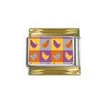 Chickens Pixel Pattern - Version 1a Gold Trim Italian Charm (9mm) Front