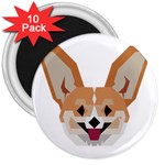 Cardigan Corgi face 3  Magnets (10 pack)  Front