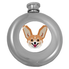 Cardigan Corgi Face Round Hip Flask (5 Oz) by wagnerps