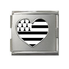 Brittany Flag Mega Link Heart Italian Charm (18mm) by tony4urban