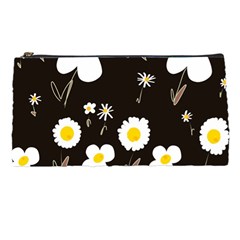 Daisy Flowers White Yellow Black  Pencil Case by Mazipoodles