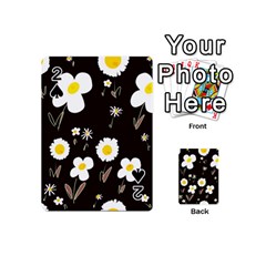 Daisy Flowers White Yellow Black  Playing Cards 54 Designs (mini) by Mazipoodles