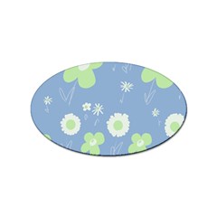 Daisy Flowers Pastel Green White Blue  Sticker Oval (100 Pack) by Mazipoodles