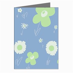 Daisy Flowers Pastel Green White Blue  Greeting Cards (pkg Of 8) by Mazipoodles