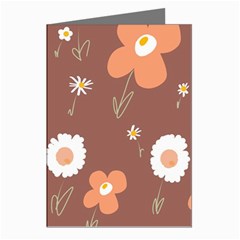 Daisy Flowers Coral White Green Brown  Greeting Cards (pkg Of 8) by Mazipoodles