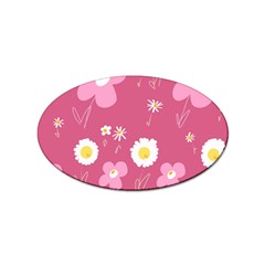 Daisy Flowers Pink White Yellow Dusty Pink Sticker Oval (100 Pack) by Mazipoodles