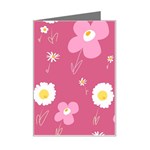 Daisy Flowers Pink White Yellow Dusty Pink Mini Greeting Card Left