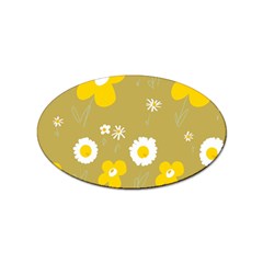 Daisy Flowers Yellow White Olive  Sticker Oval (100 Pack) by Mazipoodles