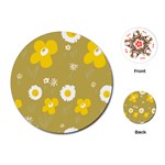 Daisy Flowers Yellow White Olive  Playing Cards Single Design (Round) Front