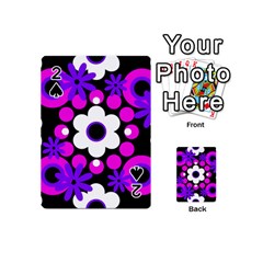 Flowers Pearls And Donuts Purple Hot Pink White Black  Playing Cards 54 Designs (mini) by Mazipoodles