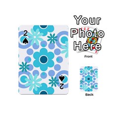 Flowers Pearls And Donuts Pastel Teal Periwinkle Teal White  Playing Cards 54 Designs (mini) by Mazipoodles