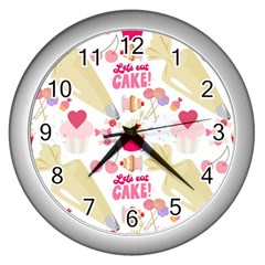 Desserts Pastries Baking Wallpaper Wall Clock (silver) by Ravend