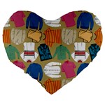 Pattern Art T-shirt Shirts Clothing Fabric Large 19  Premium Flano Heart Shape Cushions Back