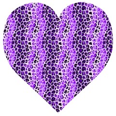 Purple Leopard  Wooden Puzzle Heart by DinkovaArt