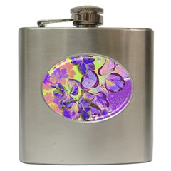 Purple Leaves Hip Flask (6 Oz) by DinkovaArt