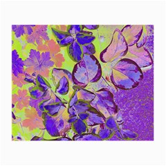 Purple Leaves Small Glasses Cloth (2 Sides) by DinkovaArt