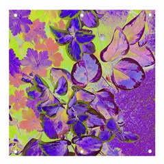 Purple Leaves Banner And Sign 4  X 4  by DinkovaArt