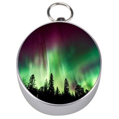 Aurora Borealis Northern Lights Nature Silver Compasses by Ravend