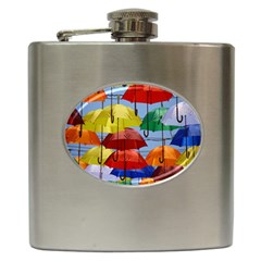 Umbrellas Colourful Hip Flask (6 Oz) by artworkshop