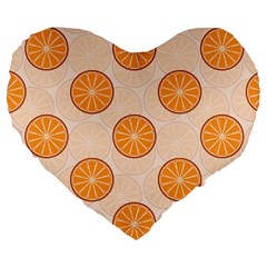 Orange Slices! Large 19  Premium Flano Heart Shape Cushions by fructosebat