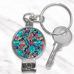 Neon Leaves Nail Clippers Key Chain by fructosebat