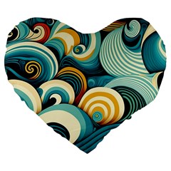 Waves Large 19  Premium Heart Shape Cushions by fructosebat