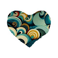 Waves Standard 16  Premium Flano Heart Shape Cushions by fructosebat