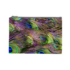 Green Purple And Blue Peacock Feather Cosmetic Bag (large) by Jancukart