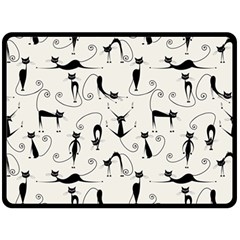 Pattern Cats Black Feline Kitten Fleece Blanket (large) by Ravend