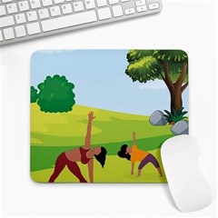 Mother And Daughter Yoga Art Celebrating Motherhood And Bond Between Mom And Daughter  Large Mousepad by SymmekaDesign