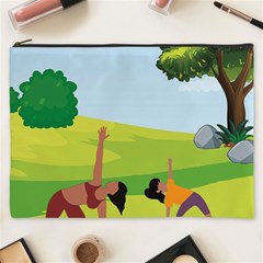 Mother And Daughter Yoga Art Celebrating Motherhood And Bond Between Mom And Daughter  Cosmetic Bag (xxxl) by SymmekaDesign