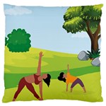 Mother And Daughter Yoga Art Celebrating Motherhood And Bond Between Mom And Daughter. Large Premium Plush Fleece Cushion Case (One Side) Front