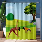 Mother And Daughter Yoga Art Celebrating Motherhood And Bond Between Mom And Daughter. Shower Curtain 60  x 72  (Medium)  60 x72  Curtain