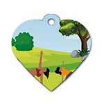 Mother And Daughter Yoga Art Celebrating Motherhood And Bond Between Mom And Daughter. Dog Tag Heart (Two Sides) Back