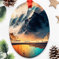 Abstract Color Colorful Mountain Ocean Sea Ornament (oval) by Pakemis