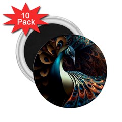 Peacock Bird Feathers Colorful Texture Abstract 2 25  Magnets (10 Pack)  by Pakemis