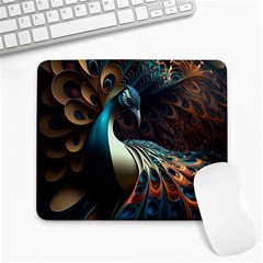 Peacock Bird Feathers Colorful Texture Abstract Large Mousepad by Pakemis