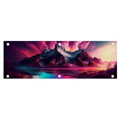 Ai Generated Mountain Ocean Lava Fire Sky Sea Banner And Sign 6  X 2  by Pakemis